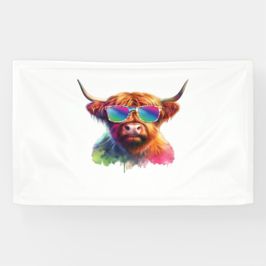 スコティッシュハイランドカラフル牛 横断幕 (横)