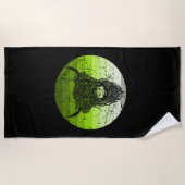 スコティッシュハイランドキャトルレトロ ビーチタオル (正面)