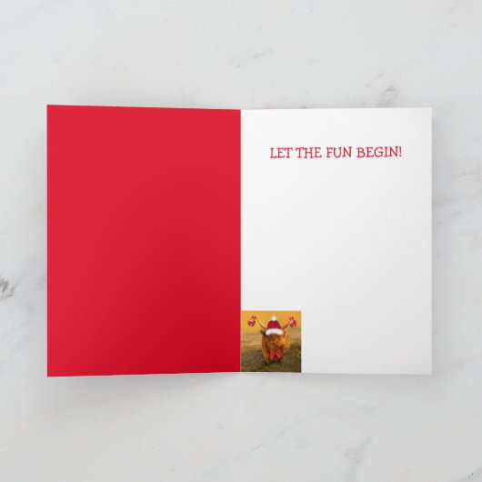 スコティッシュハイランドステアクリスマスおもしろい シーズンカード (内部)