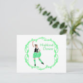 スコティッシュハイランドダンサーケルト結び糸細工グリーン ポストカード (スタンド正面)
