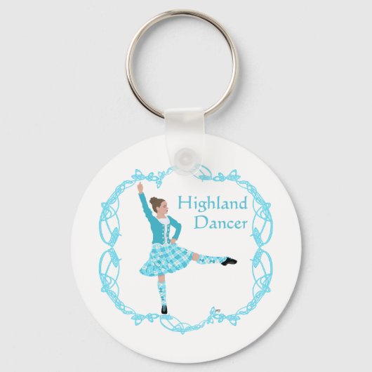 スコティッシュハイランドダンサーケルト結び糸細工ターコイズ キーホルダー (正面)