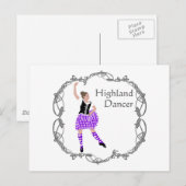 スコティッシュハイランドダンサーケルト結び糸細工パープル ポストカード (正面/裏面)