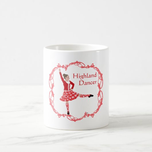 スコティッシュハイランドダンサーケルト結び糸細工レッド コーヒーマグカップ (中央)