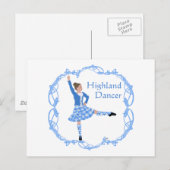 スコティッシュハイランドダンサーセルティック結び糸細工ブルー ポストカード (正面/裏面)