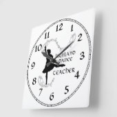 スコティッシュハイランドダンス先生シルエット スクエア壁時計 (傾斜)