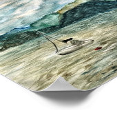 スコティッシュハイランド水辺とボートbyシラB ポスター (角)