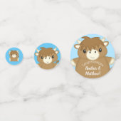 スコティッシュハイランド牛の赤ちゃんシャワーブルー コンフェッティ (正面)