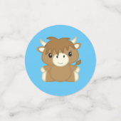 スコティッシュハイランド牛の赤ちゃんシャワーブルー コンフェッティ (スモール正面)