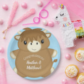 スコティッシュハイランド牛の赤ちゃんシャワーブルー ペーパープレート (パーティー)