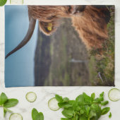 スコティッシュハイランド牛ロングホーンブルランチャー キッチンタオル (折り畳み)