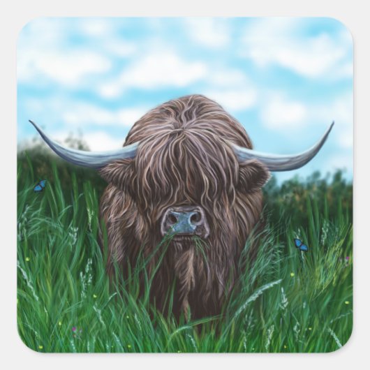 スコティッシュハイランド絵画カウズ スクエアシール (正面)