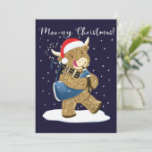 スコティッシュハイランド遊牛のクリスマスバグパイプ シーズンカード (スタンド正面)