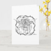 スコティッシュハイランド「Coo」 カード (黄色い花)