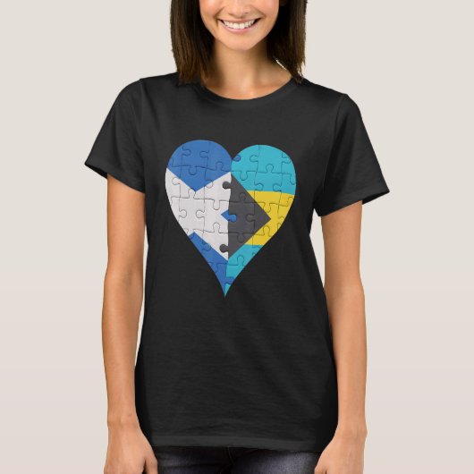 スコティッシュバハマ国旗のハート Tシャツ (正面)