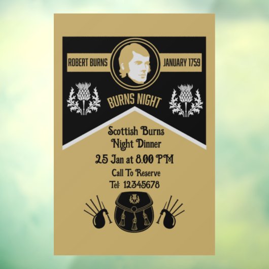 スコティッシュバーンズナイトディナー招待状 ウィンドウサイン (シート3)