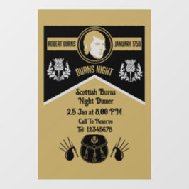 スコティッシュバーンズナイトディナー招待状 ウィンドウサイン