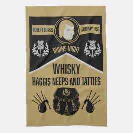 スコティッシュバーンズナイト キッチンタオル