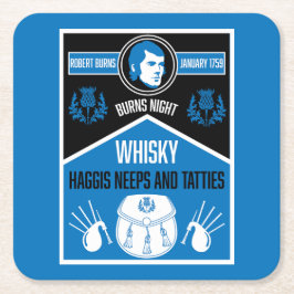スコティッシュバーンズナイト スクエアペーパーコースター
