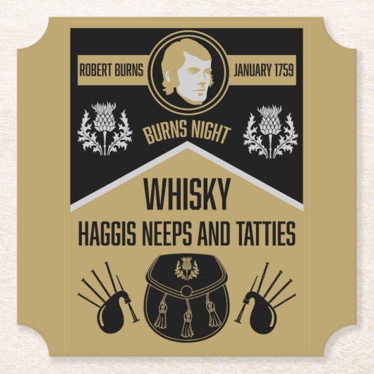 スコティッシュバーンズナイト ペーパーコースター (正面)
