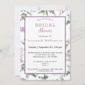 スコティッシュパープルフラワーズウォーターブライダルシャワー 招待状 (正面)