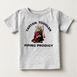 スコティッシュフォールドの猫とバグパイプのトドラーTシャツ ベビーTシャツ