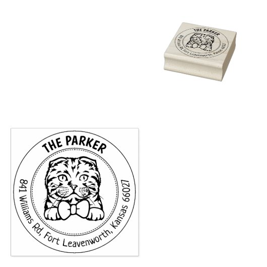 スコティッシュフォールドキャットファミリー差出人住所 ラバースタンプ (押印)