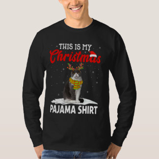 スコティッシュフォールド猫のクリスマスパジャマ Tシャツ