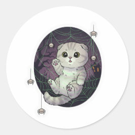 スコティッシュフォールド猫ハロウィン ラウンドシール