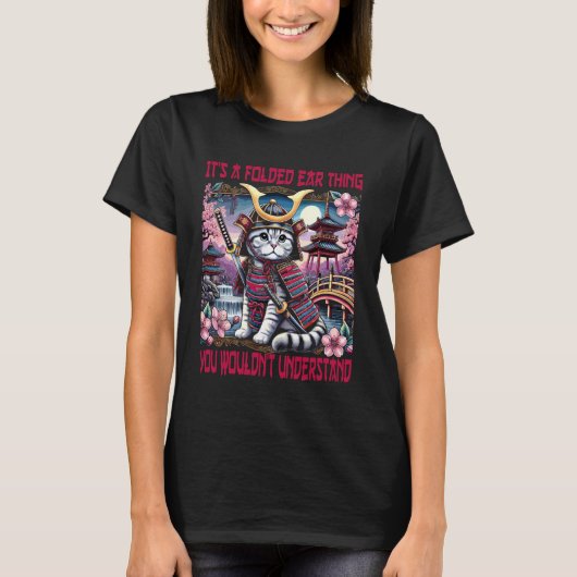 スコティッシュフォールド 猫 折れ耳ってことで Tシャツ (正面)