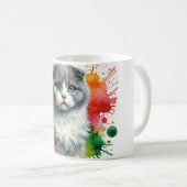 スコティッシュフォールドBi-Color猫水彩 コーヒーマグカップ (正面右)