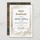 スコティッシュフローラサセナック誕生日招待状 招待状 (正面/裏面)