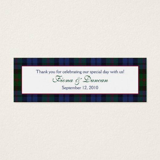 スコティッシュプレイドベアードタータンチェック結婚式の引き出物ラベル (正面)