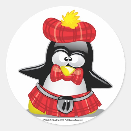 スコティッシュペンギンレッド ラウンドシール (正面)