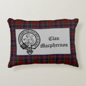 スコティッシュマクファーソンクレストバッジとタータンチェック アクセントクッション (正面)