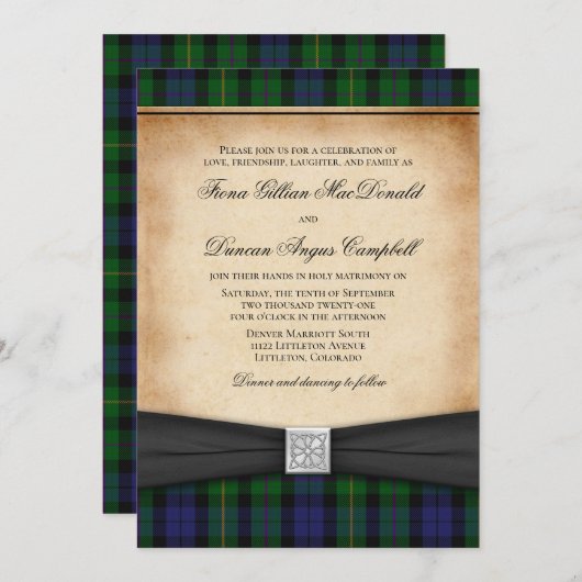スコティッシュマックブライドタータンチェック結婚式招待状 招待状 (正面/裏面)