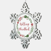 スコティッシュメリークリスマスリースノレイグチェリゲイル スノーフレークピューターオーナメント (右)