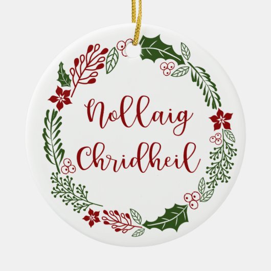 スコティッシュメリークリスマスリースノレイグチェリゲイル セラミックオーナメント (正面)