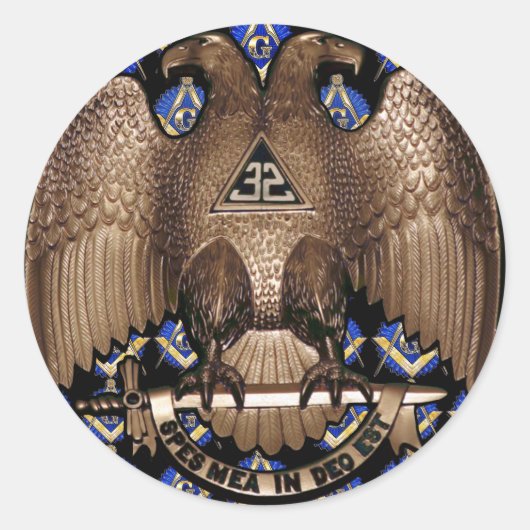 スコティッシュライトスクエア&コンパスブラック ラウンドシール (正面)