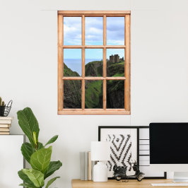 スコティッシュ城オンザクリフビュー窓から ポスター