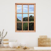 スコティッシュ城オンザクリフビュー窓から ポスター (キッチン)