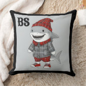 スコティッシュ変装のサメ – 魅力的タータンチェックサメ クッション (ブランケット)