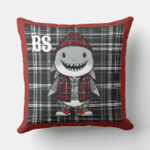 スコティッシュ変装のサメ – 魅力的タータンチェックサメ クッション (裏面)