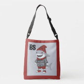 スコティッシュ変装のサメ – 魅力的タータンチェックサメ クロスボディバッグ (裏面)