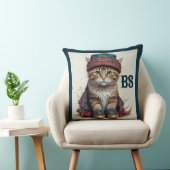 スコティッシュ変装の猫たち魅力的-タータンチェック猫 クッション (椅子)