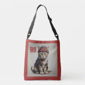 スコティッシュ変装の猫たち魅力的-タータンチェック猫 クロスボディバッグ (裏面)