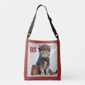 スコティッシュ変装の猫たち魅力的-タータンチェック猫 クロスボディバッグ (裏面)