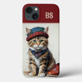 スコティッシュ変装の猫たち魅力的-タータンチェック猫 iPhone 13ケース