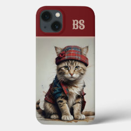 スコティッシュ変装の猫たち魅力的-タータンチェック猫 iPhone 13ケース