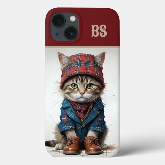 スコティッシュ変装の猫たち魅力的-タータンチェック猫 Case-Mate iPhoneケース (裏面)