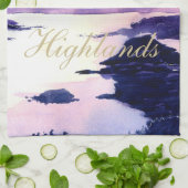 スコティッシュ引用文パープルウォーターカラーティータオル キッチンタオル (折り畳み)